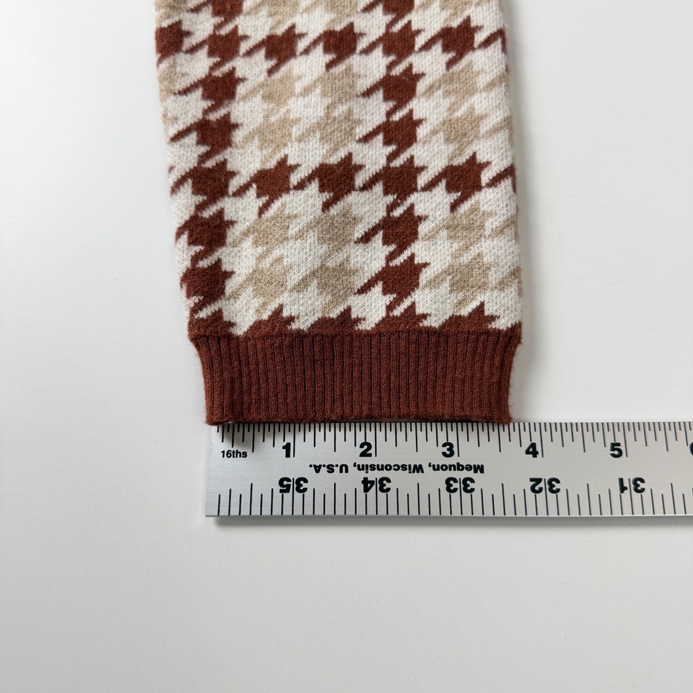 Jones New York Sweater Women XL Brown Houndstooth Layered Collar Mixed Media - Picture 12 of 13